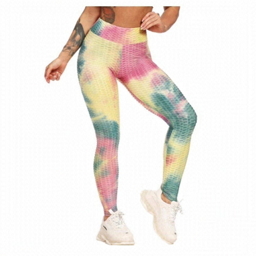 Nwt Butt Lift Yoga Leggings Tie Dye Athletic Pants Textured Workout